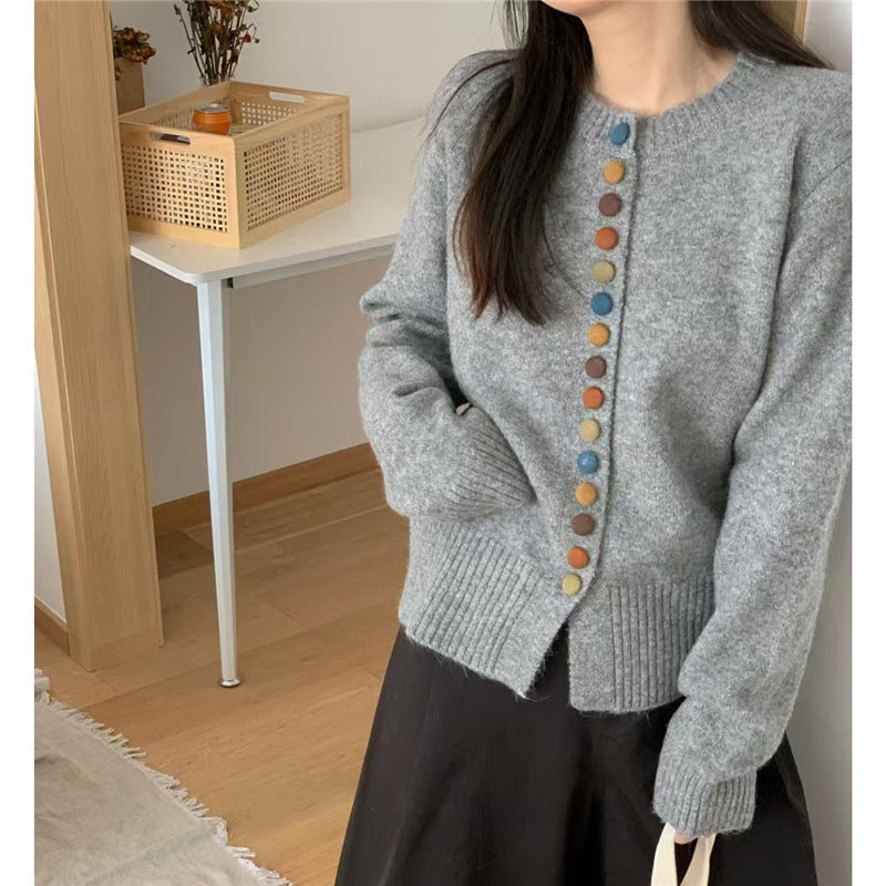 Damen Strickjacke Bunt Lässiger Schnitt