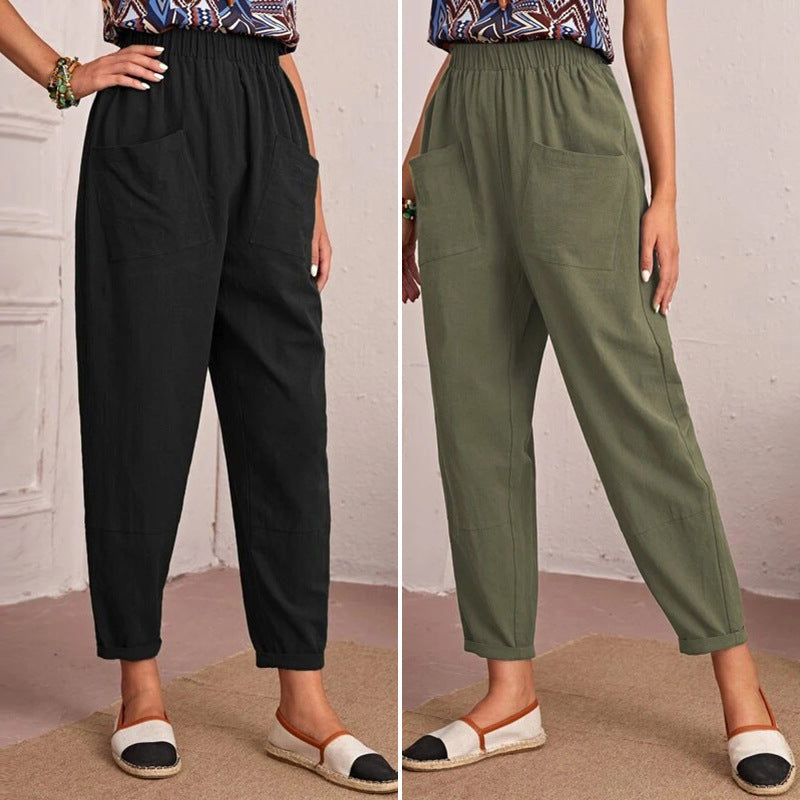 Damen Utility-Hose Elastischer Bund Praktische Taschen