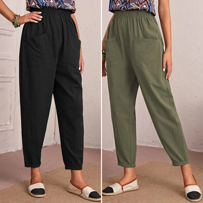 Damen Utility-Hose Elastischer Bund Praktische Taschen