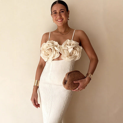 Damen Crop- Florale 3D-Blüten Applikationen Eleganter Schnitt