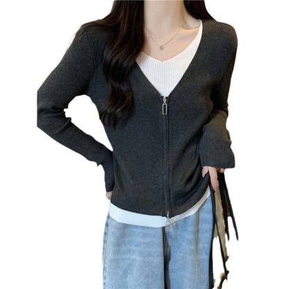 Damen Strickjacke Hochwertiger Reißverschluss Eveloria