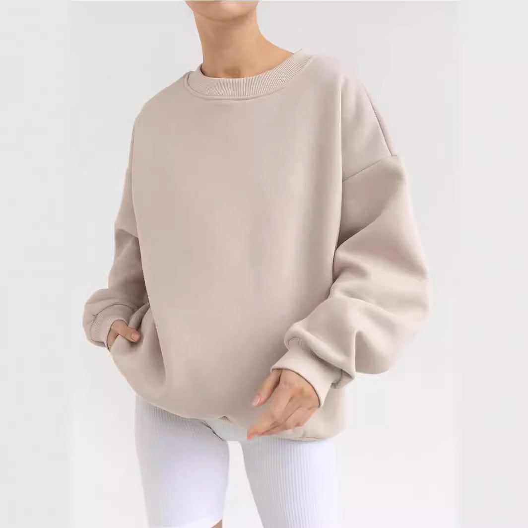 Damen Sweatshirt Weiches Innenfutter Breite Schultern Grau - Eveloria