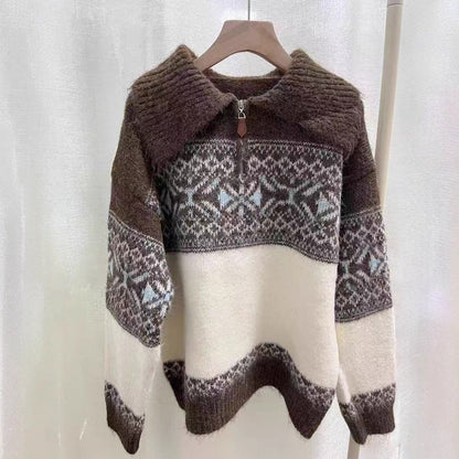 Damen Strickpullover Norweger-Muster Eveloria - Eveloria