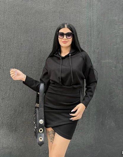 Damen Sportkleid Kapuze Lässiger Schnitt