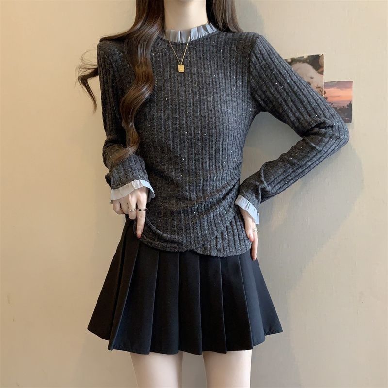 Damen Feinstrickpullover Dekorativer Kragen Elegantes Design