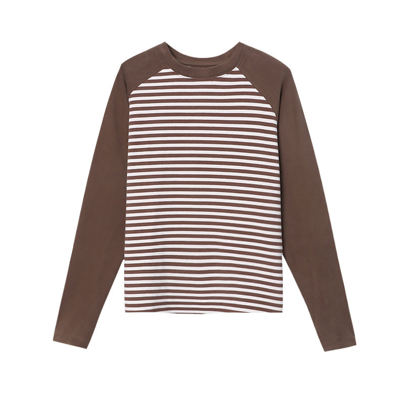 Damen Langarmshirt Gestreift Raglanärmel Modisch Weiß/