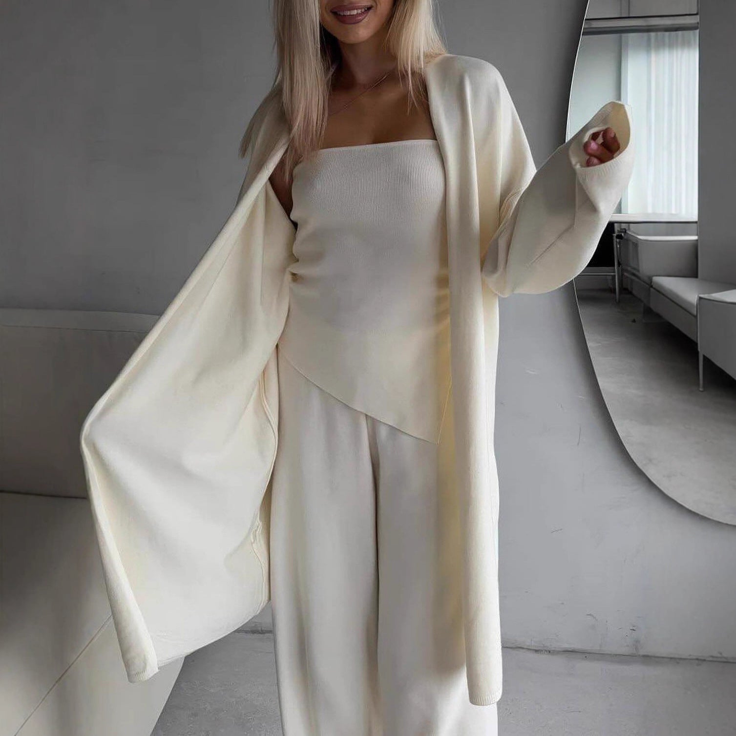 Damen Lounge-Set Ärmelloses Weiter Cardigan - Eveloria