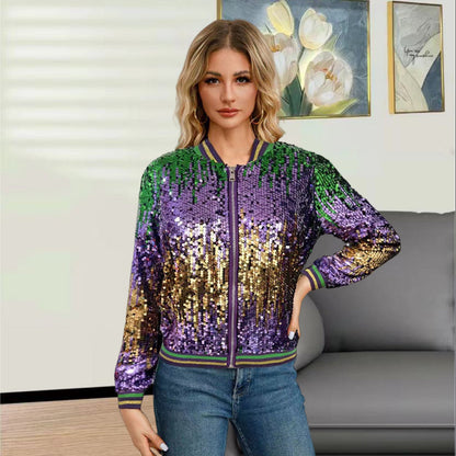 Damen Bomberjacke Glitzernd mit Pailletten