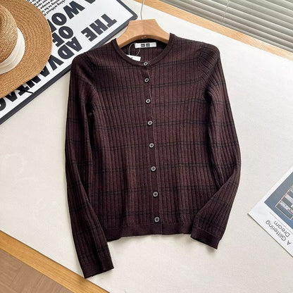 Damen Cardigan Rippstrick Knopfverschluss Anthrazit Eveloria