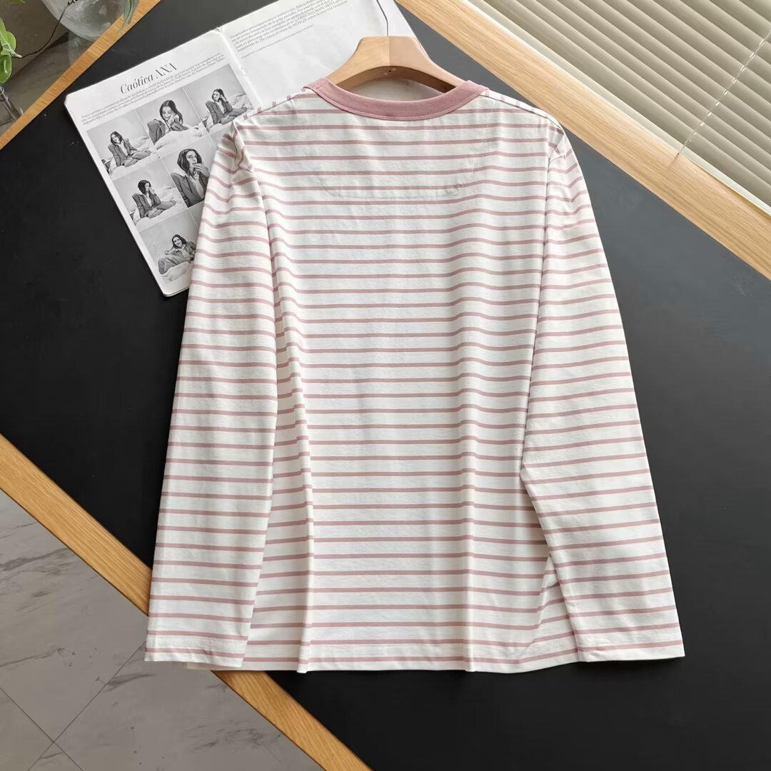 Damen Langarmshirt Gestreift mit Brusttasche