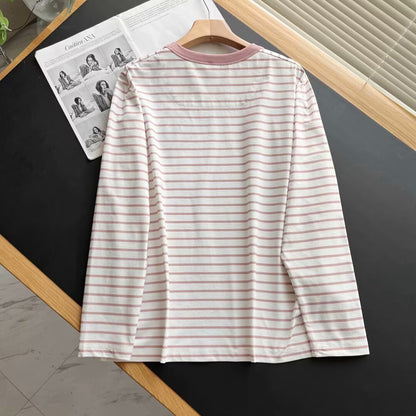 Damen Langarmshirt Gestreift mit Brusttasche