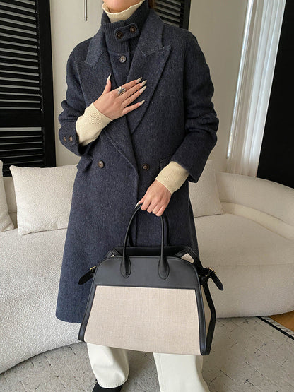 Damen Wollmantel Oversized Doppelter Knopfleiste Eveloria