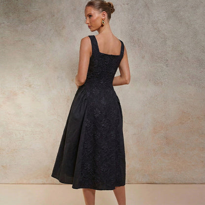 Damen Maxikleid Florale Stickerei Weit Rock Eveloria