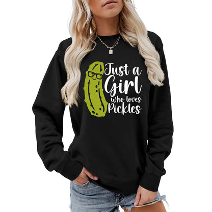 Damen Sweatshirt mit Gurkenmotiv und Lässigem Schnitt