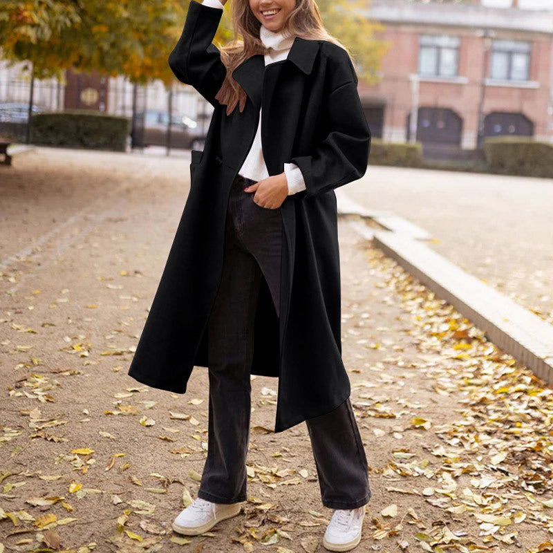 Damen Trenchcoat Elegant Leder Braun