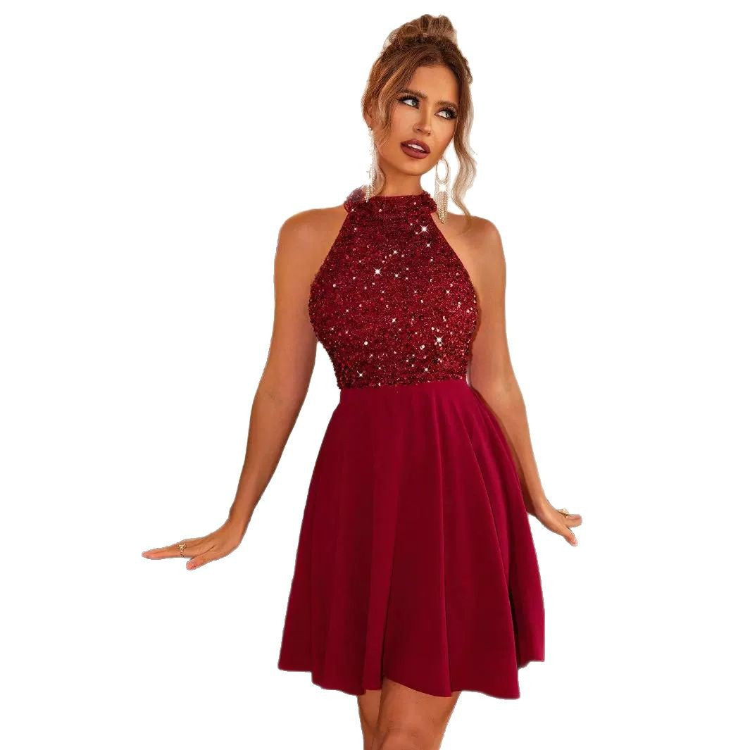 Eveloria Damen Mini Kleid Slim Fit Halter