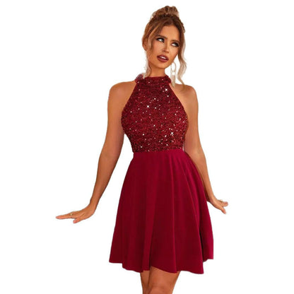 Eveloria Damen Mini Kleid Slim Fit Halter