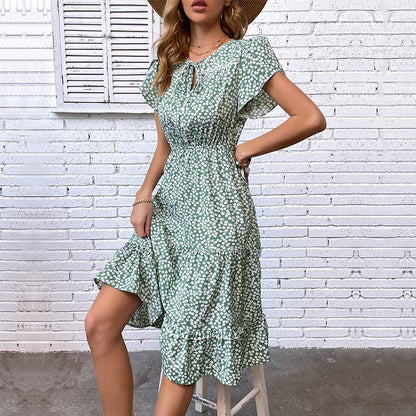 Damen Sommerkleid Rüschendetails Floralmuster Eveloria