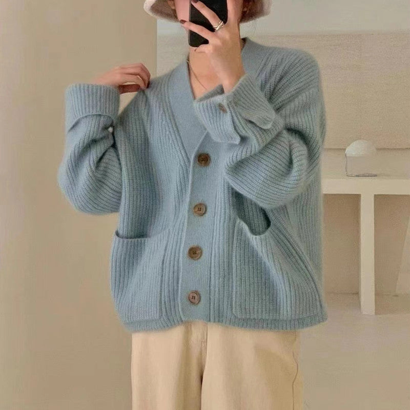 Damen Grobstrickcardigan mit Taschen Eveloria