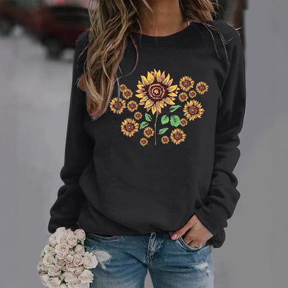 Damen Sweatshirt Floralmotiv Bequem Grün
