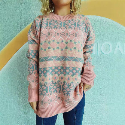 Damen Pullover Norweger Muster Lässig Bequem Eveloria