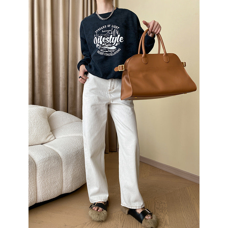 Damen Chino-Hose Hochtailliert Gerader Schnitt Beige Eveloria