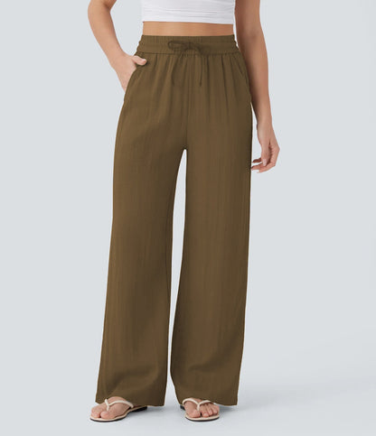 Damen Palazzo-Hose Elastischer Bund Praktische Taschen