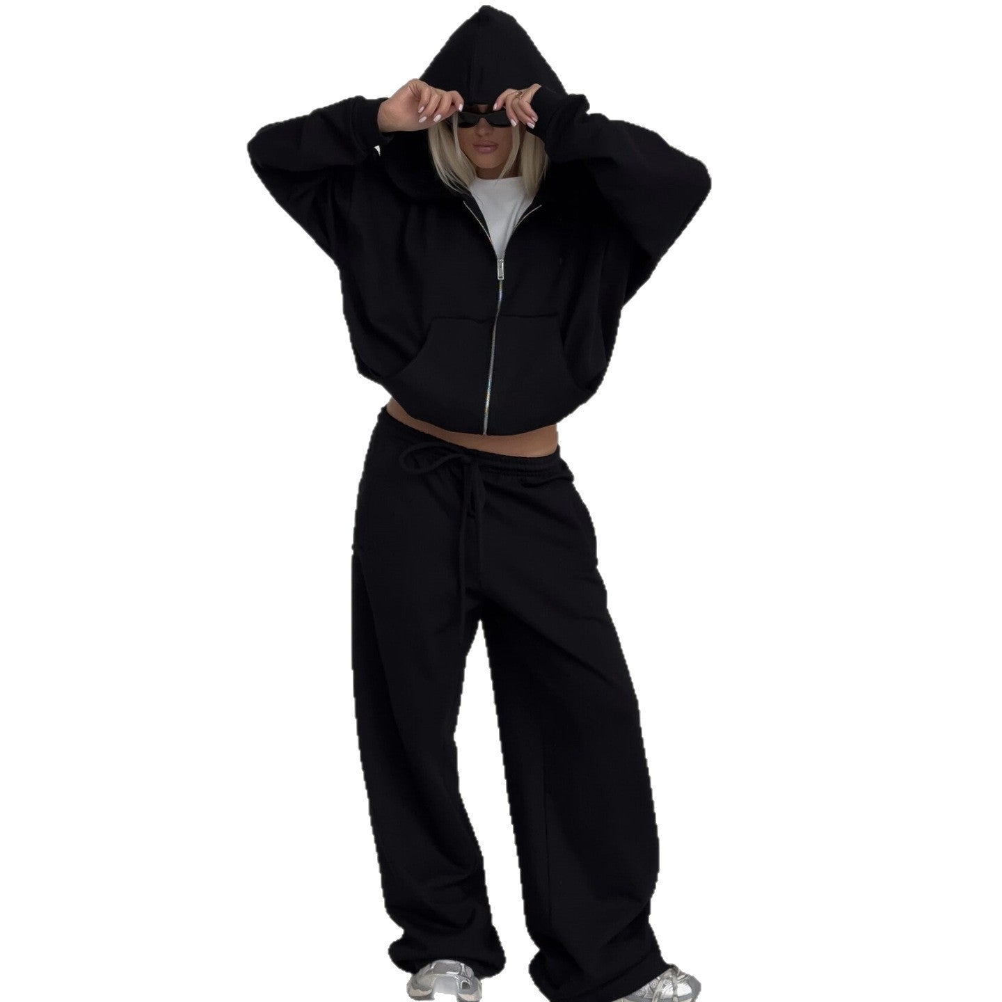 Damen Oversized-Set Hoodie und weite Hose lässig