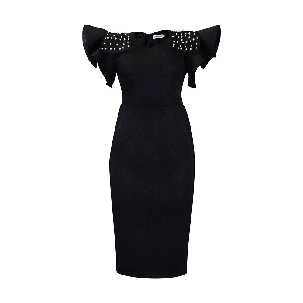Damen Abendkleid Strukturierte Rüschen Details Eveloria