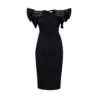 Damen Abendkleid Strukturierte Rüschen Details Eveloria