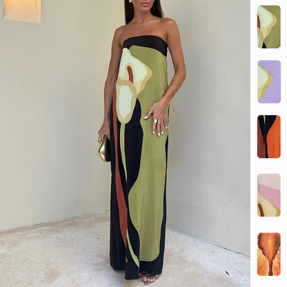 Damen Maxi-Kleid Moderner Kunststil Eveloria - Eveloria
