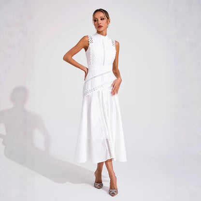 Damen Midi-Kleid Spitzenakzente Eveloria