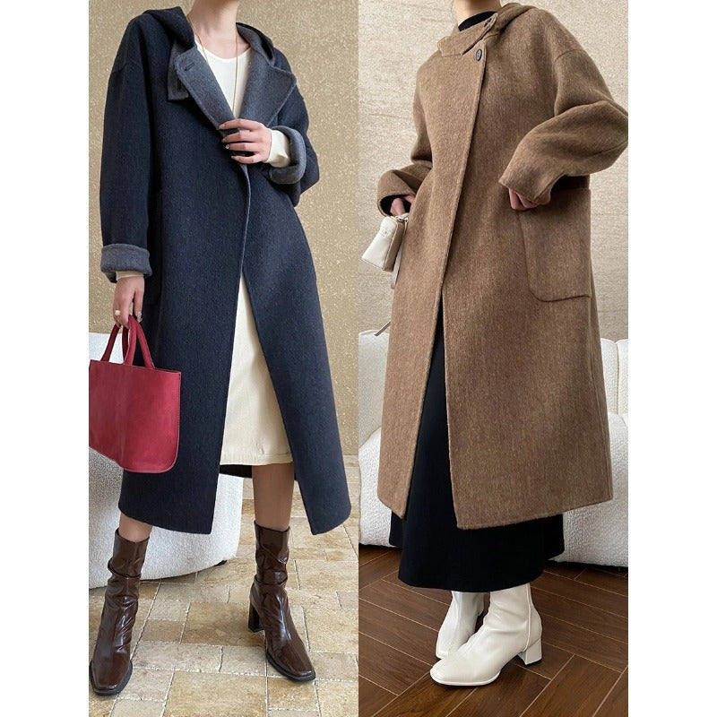 Damen Wickelmantel mit Kragendetails und warmem Futter Eveloria