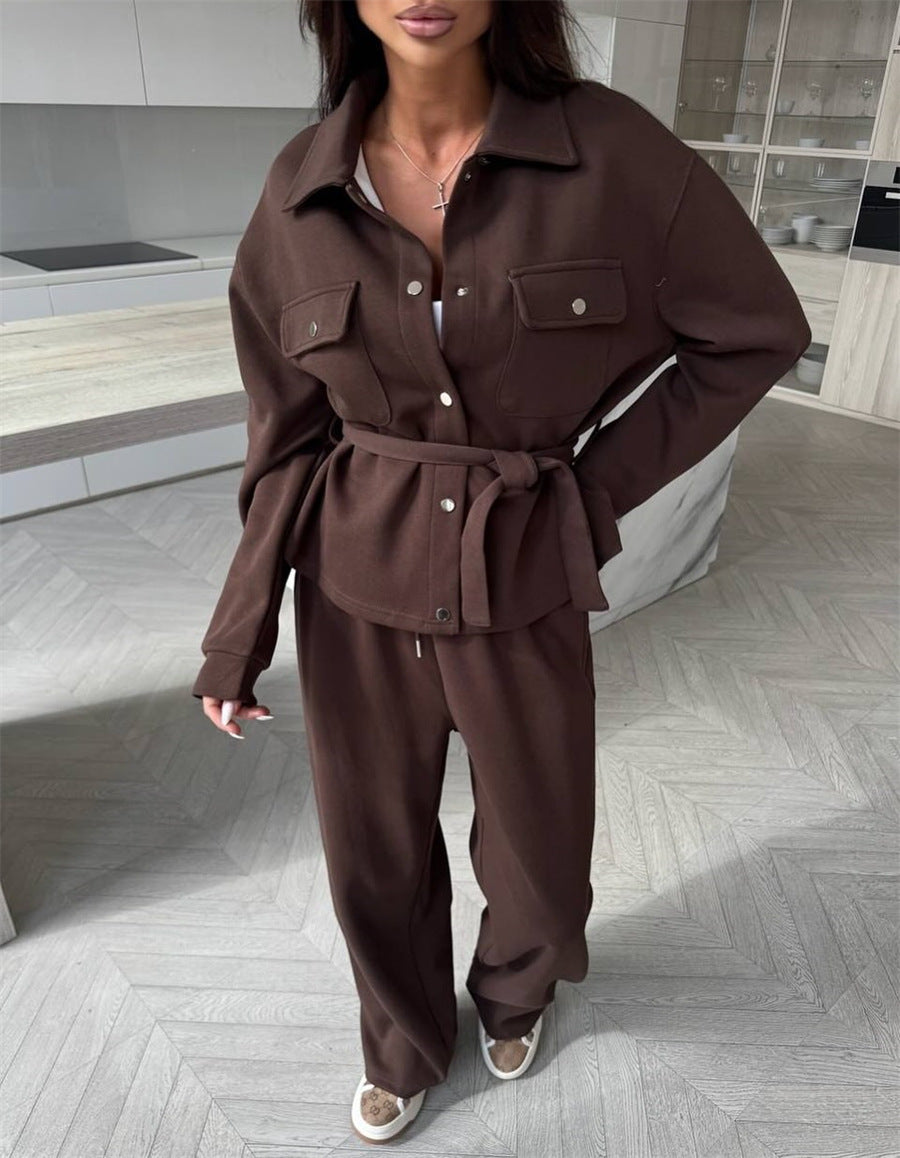 Damen Zweiteiler-Set mit Knöpfjacke und Hose
