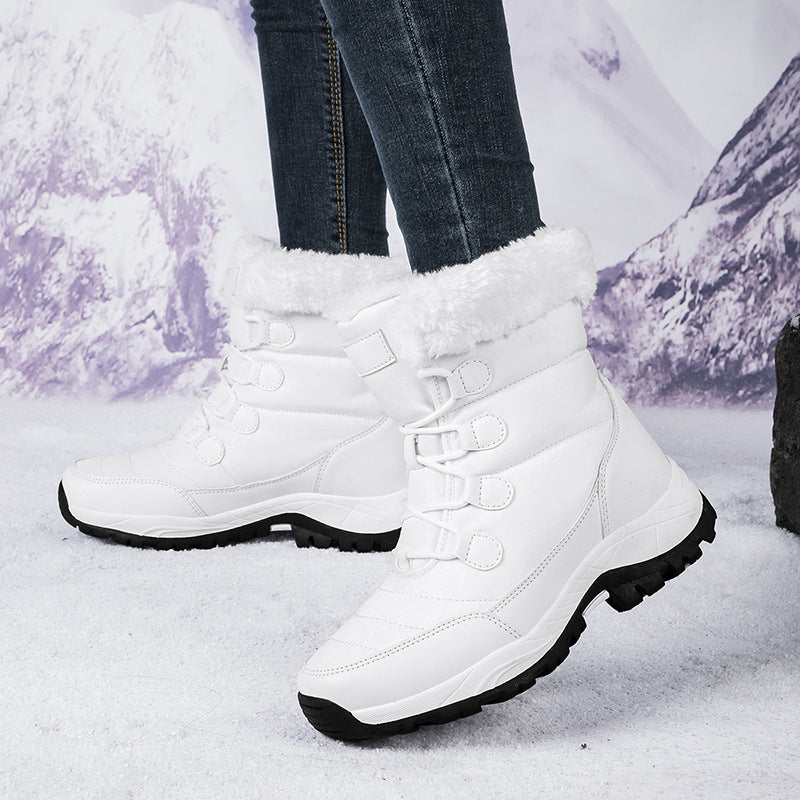 Damen Wadenstiefel Gesteppt Kunstpelz gefüttert Schnürschuhe