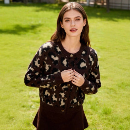 Damen Leopardenpulli Kuscheliger Pullover Eveloria