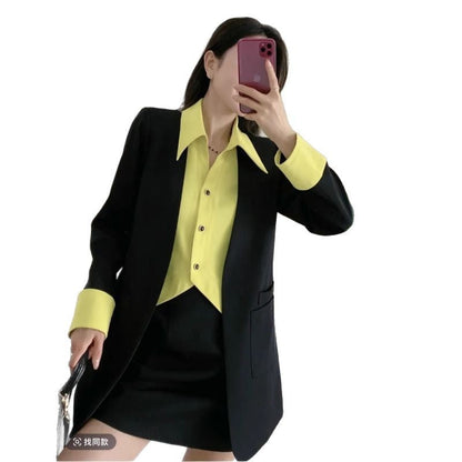 Damen Blazer Ensemble mit Kragen und Taschen Eveloria