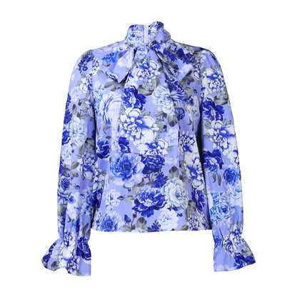 Damen Bluse mit Schleifendetail und floralem Muster