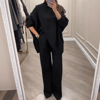 Damen Strickpullover Ensemble mit weiter Hose Eveloria