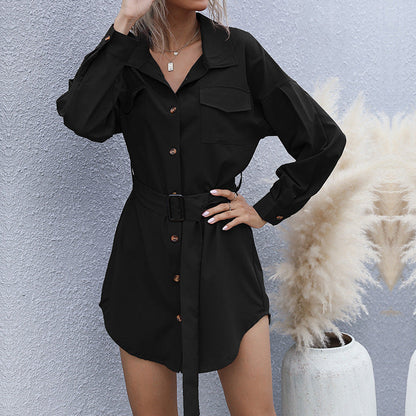 Damen Hemdblusenkleid mit Gürtel Eveloria