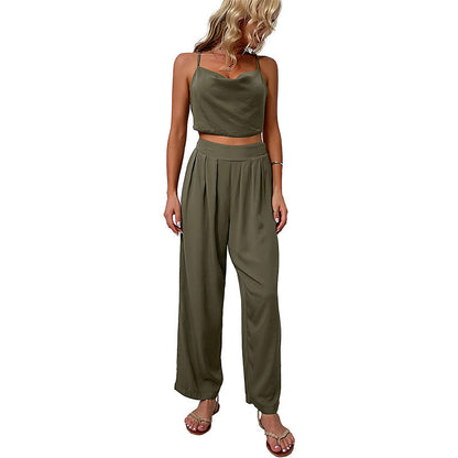Damen Jumpsuit Weiter Schnitt Hoher Bund Eveloria