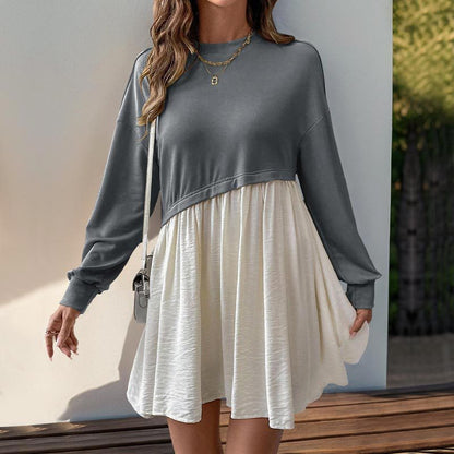 Damen Sweatkleid Farbblockdesign Lässig Eveloria