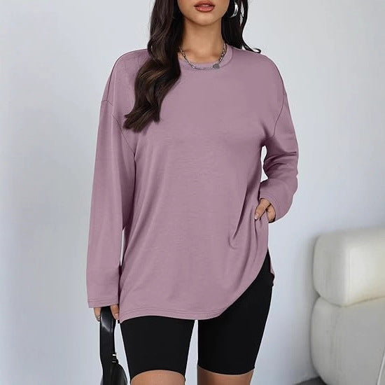 Damen Longsleeve T-Shirt mit Seitenschlitzen Eveloria