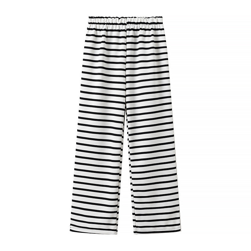 Damen Palazzo-Hosen Gestreift Elastischer Bund