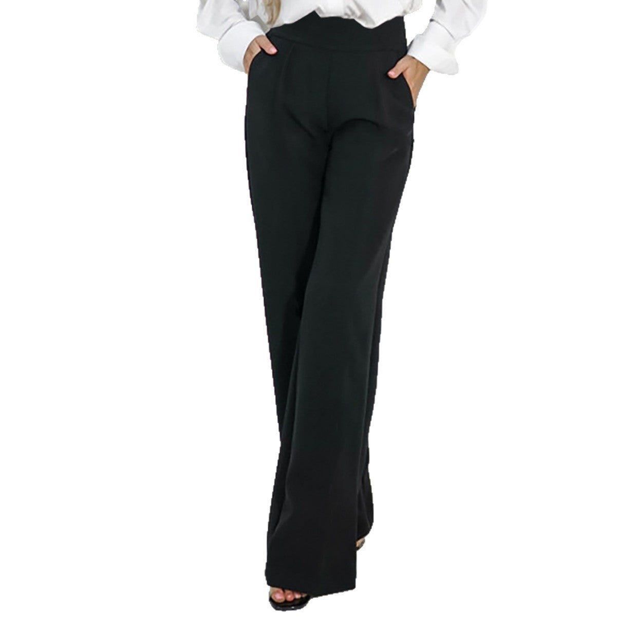 Damen Stoffhose Weites Bein Hochtaillierte Hosen Elegant