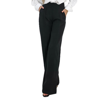 Damen Stoffhose Weites Bein Hochtaillierte Hosen Elegant