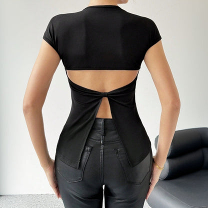 Damen Kurzarm-T-Shirt Enge Passform Figurschmeichelnd Eveloria