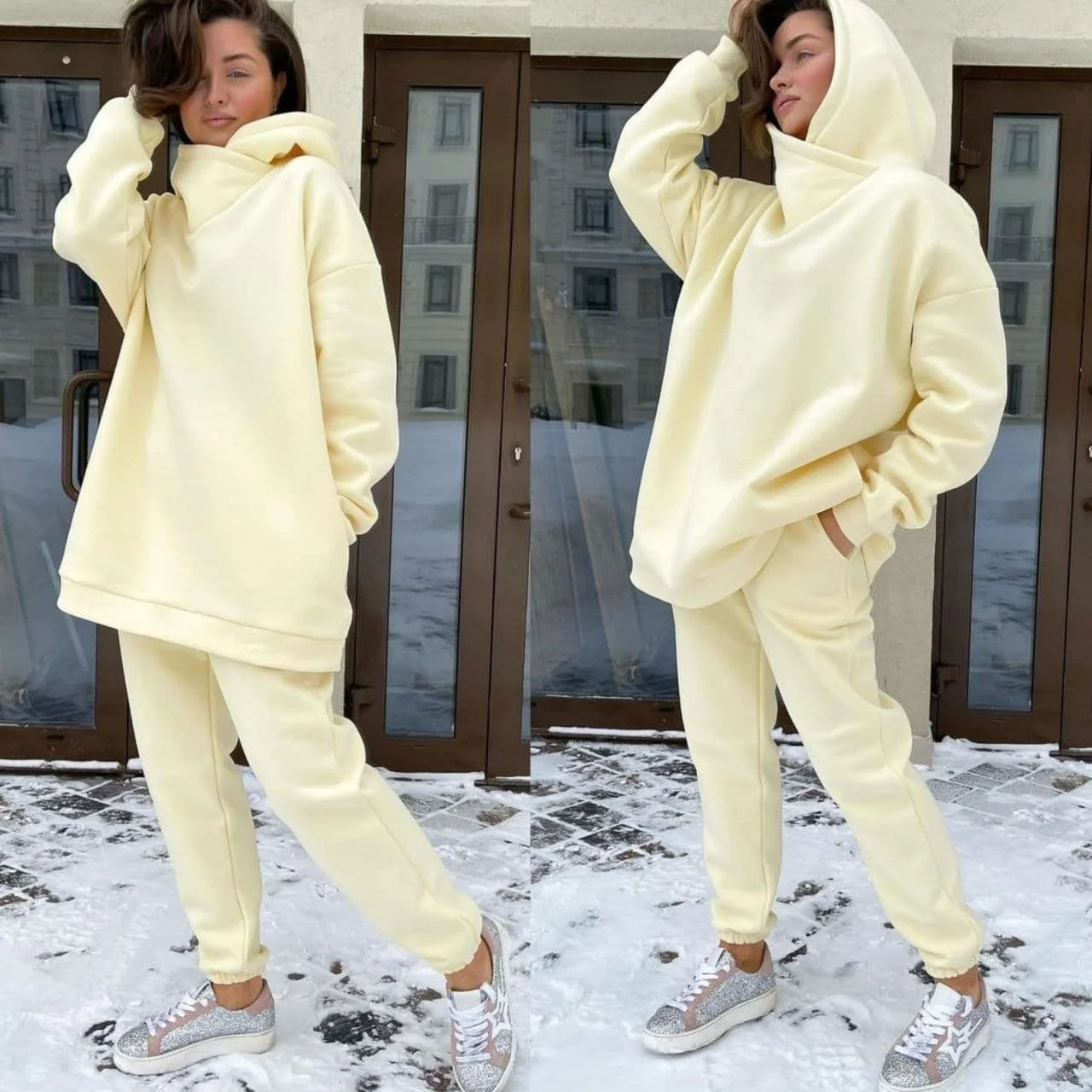 Damen Oversized Hoodie Jogginghose Set Eveloria