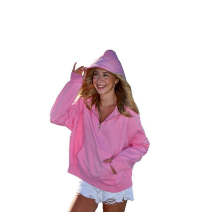 Damen Oversized Hoodie Kurzreißverschluss Kängurutasche