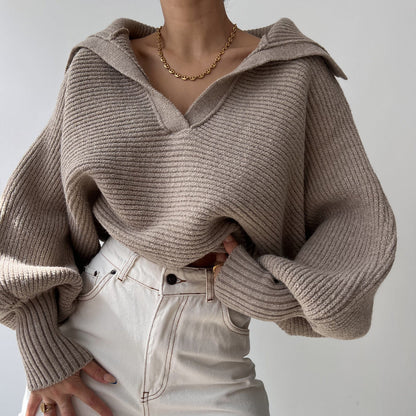 Damen Cropped Pullover Hochärmelig aus Kaschmir grau